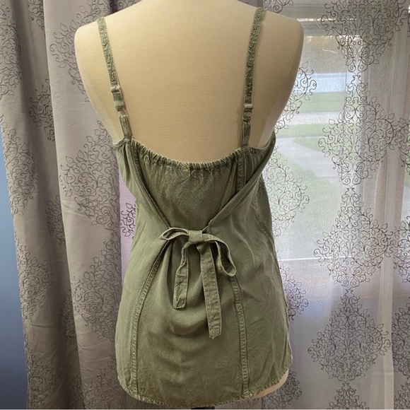 Fashion Fuse Spaghetti Strap Embroidered Cami Sz Medium Stone Wash Olive green - Picture 2 of 8
